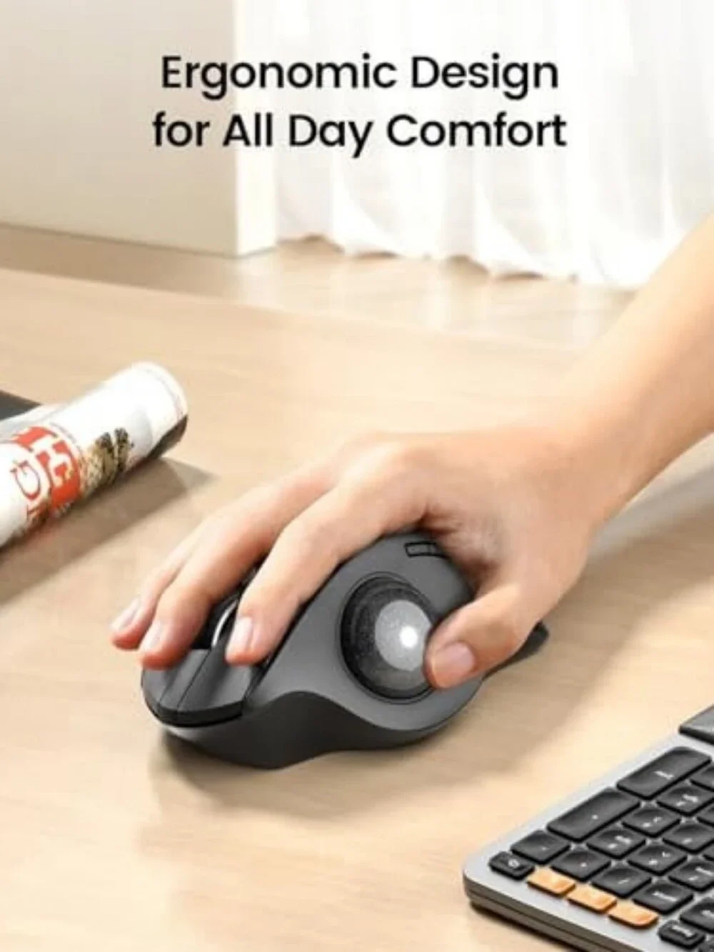 EM01 NL Ergonomic Wireless Trackball Mouse - Gray